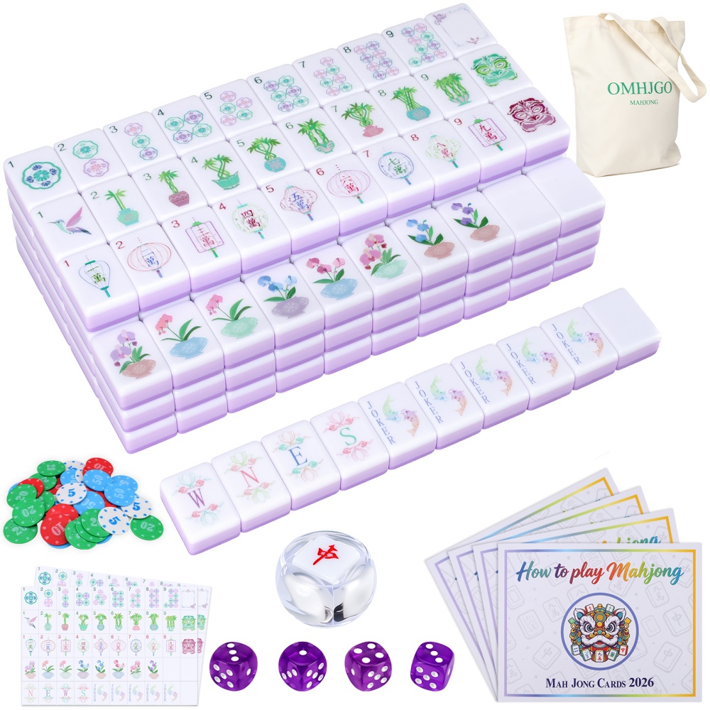 Board Game History - 米国倉庫 4層アクリル製アメリカン麻雀セット、160個の彫刻麻雀牌セット、パーティーゲームとボードゲーム、サイコロとルールカード付き
