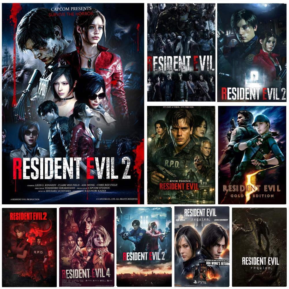 Board Game Resident Evil - C-クラシック H-ホット ビデオゲーム レジデントイービル ポスター 自己粘着アート