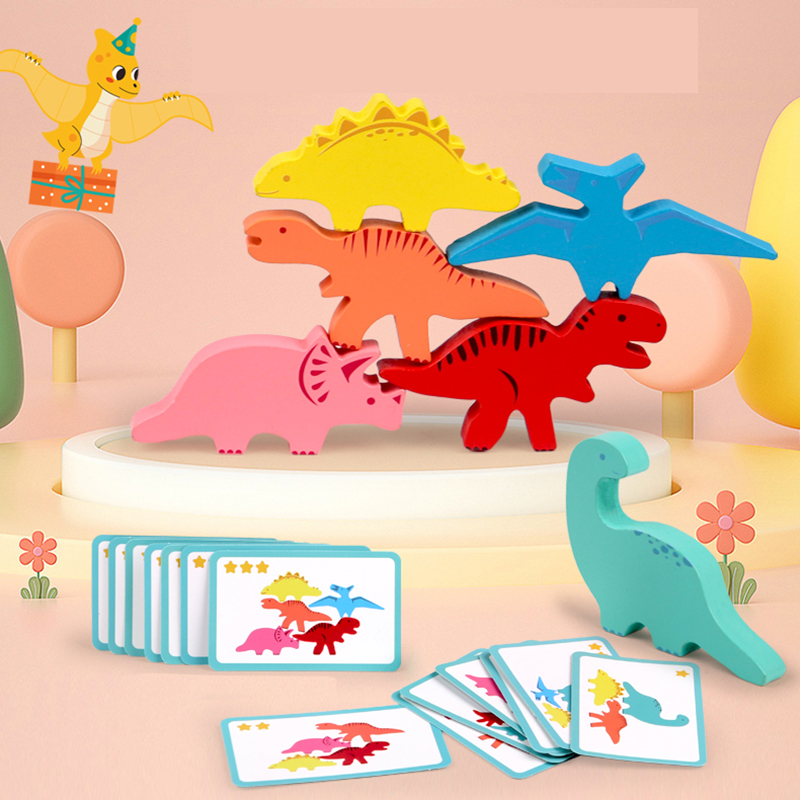木製バランスブロックのおもちゃ子供のための動物恐竜ビルディン - Board Game Enthusiast のレビューと価格