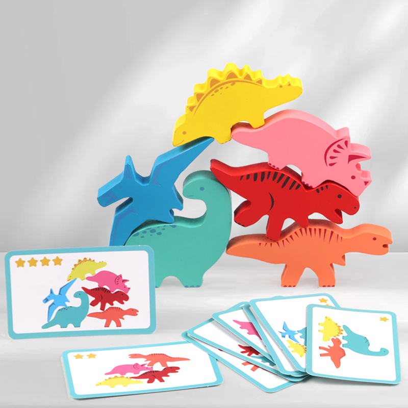 木製バランスブロックのおもちゃ子供のための動物恐竜ビルディン - Board Game Enthusiast のレビューと価格