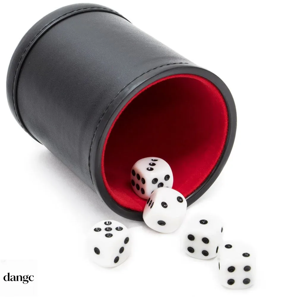 蓋付きレザーダイスカップ グリーンレッドの裏地付き 静かな振 - Board Game Yahtzee のレビューと価格